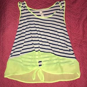 Transparent Tank Top Navy and Neon Stripes